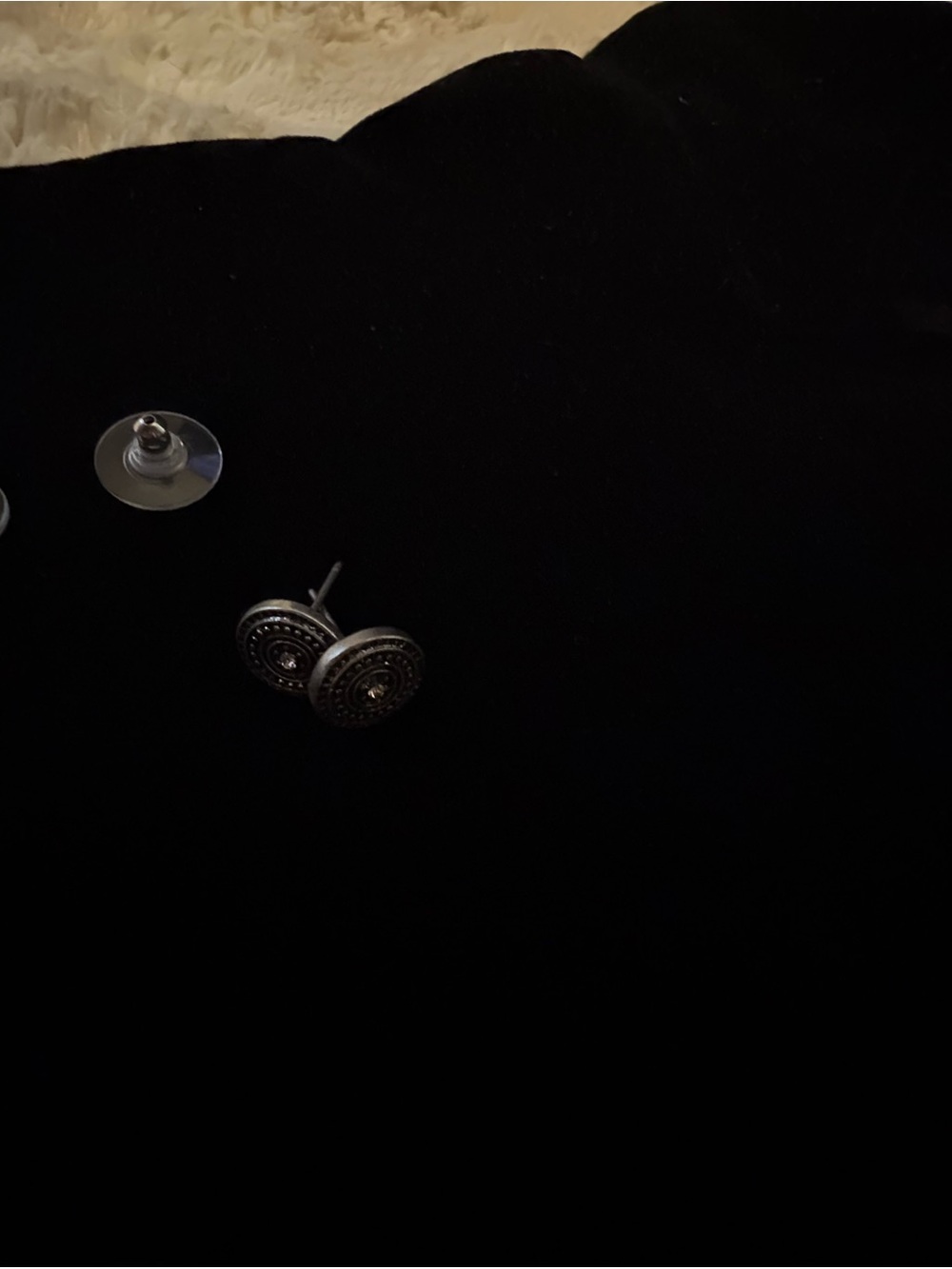Intricate Silver-Tone Round Stud Earrings - Women's Jewelry